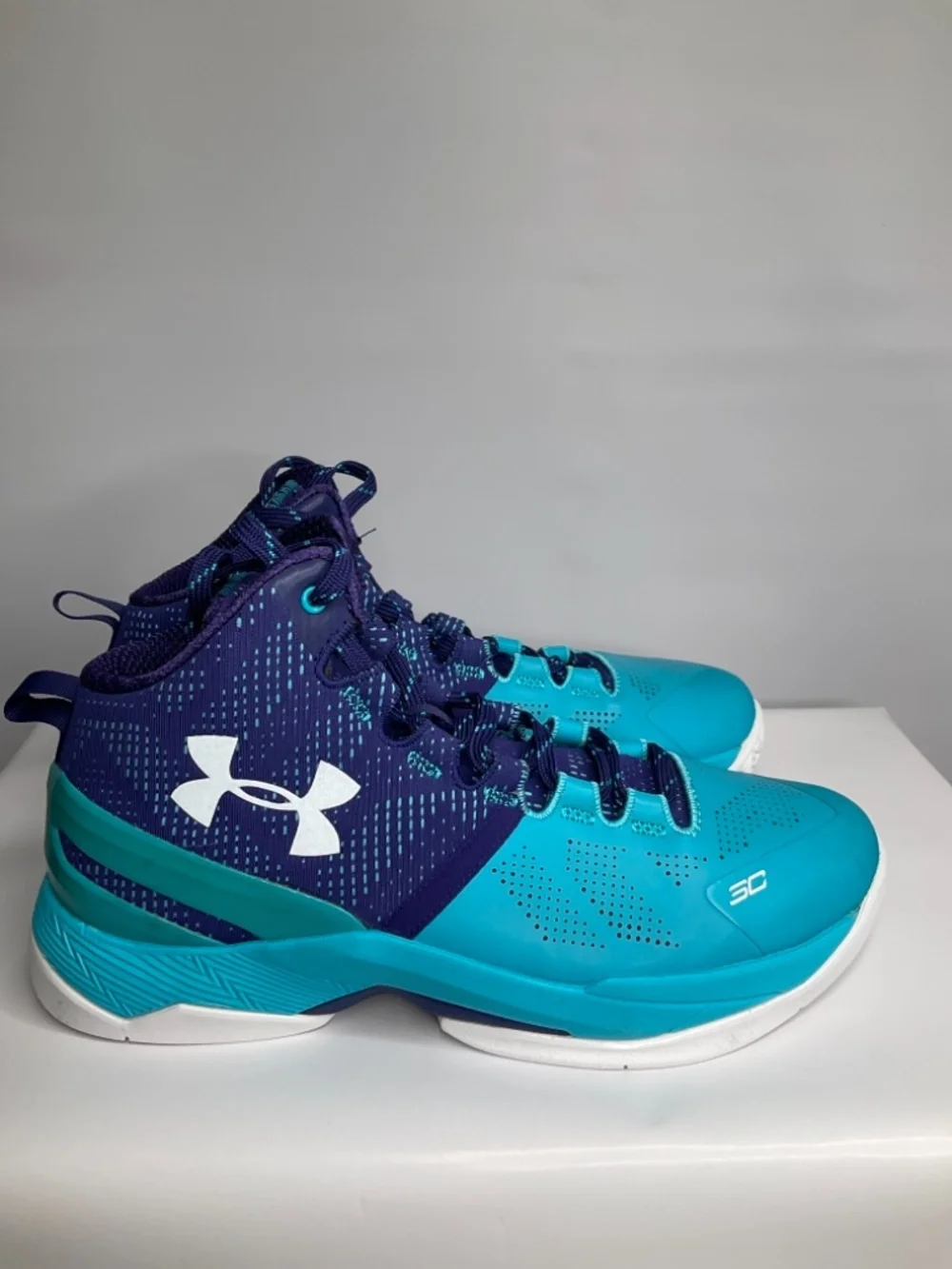 Under Armor Curry 2 Father to Son Pacific Purple White and blue US 7Youth.